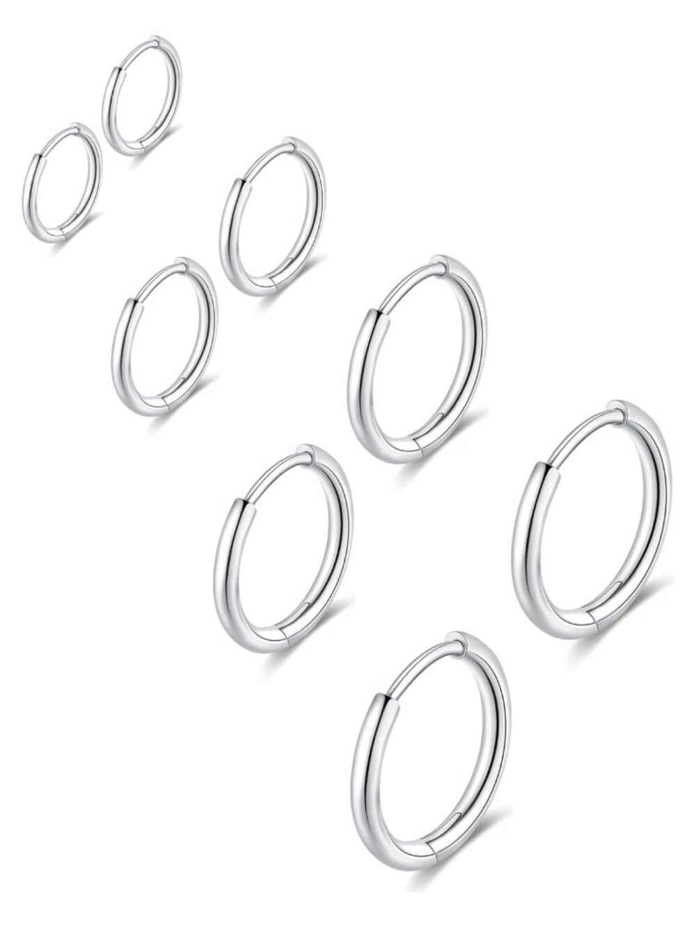 316L Stainless Steel Huggie Hoop Earrings 6-14mm Hypoallergenic